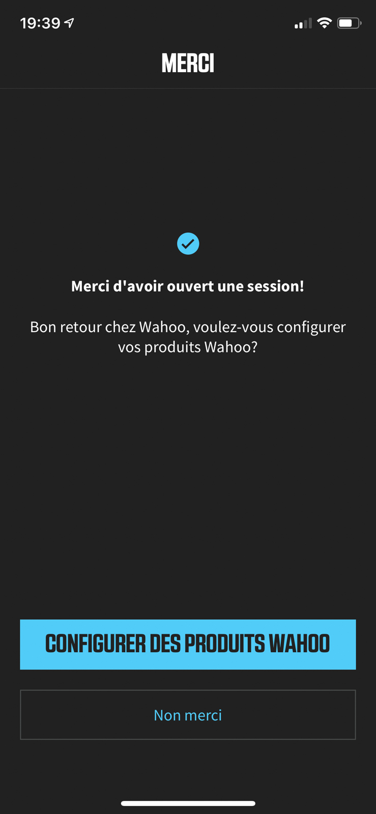 Application Wahoo Fitness sur iOS
