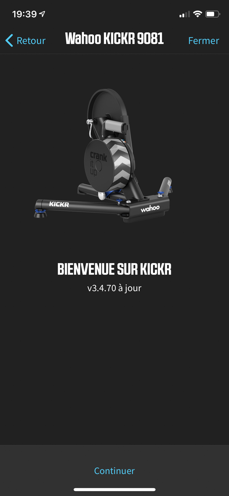 Application Wahoo Fitness sur iOS